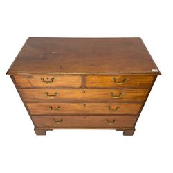 George III mahogany straight-front chest, fitted with two short over three long drawers, on bracket feet