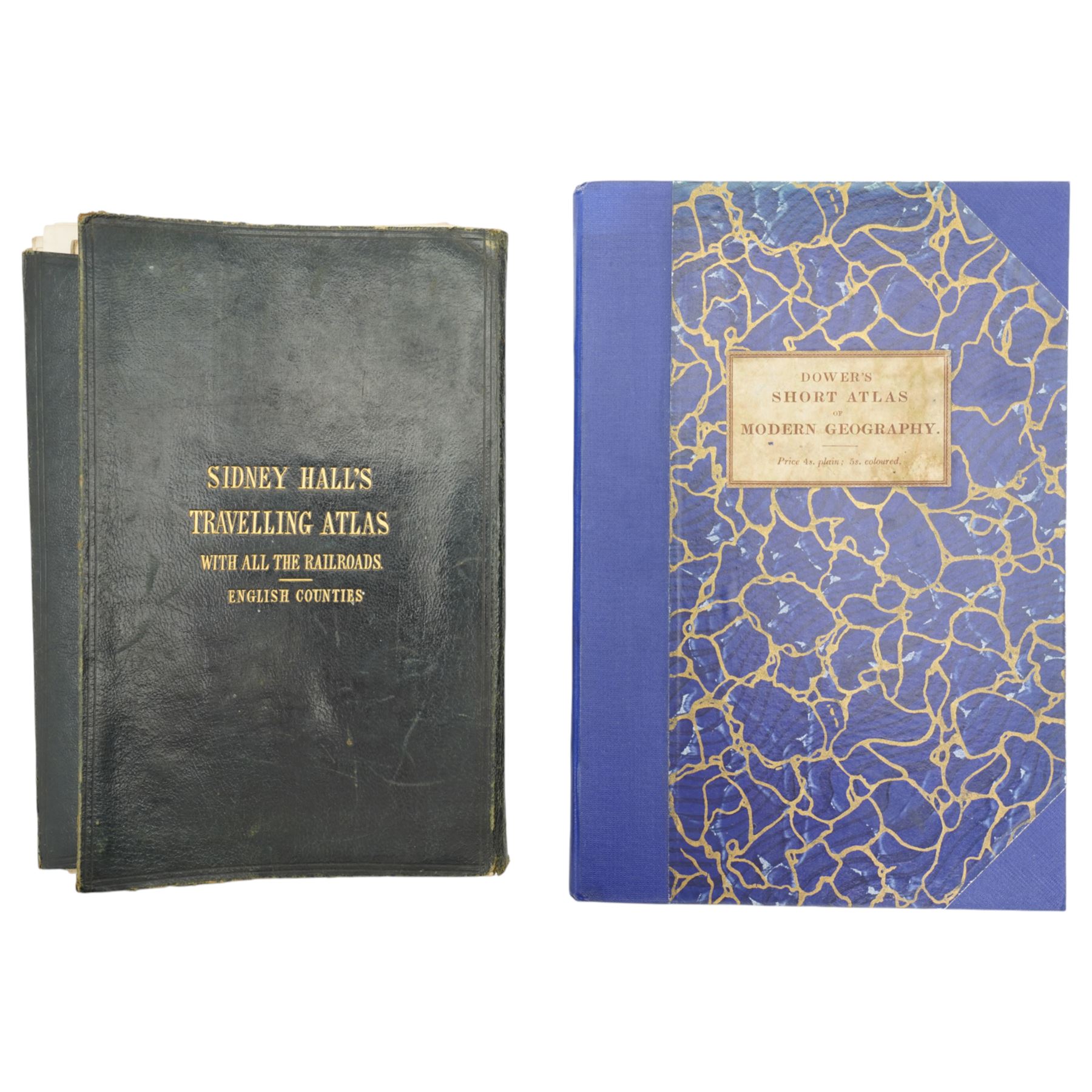 Sidney Hall's Travelling Atlas with all the Railroad with folding maps and advertisements and  Dower's Short Atlas of Modern Geography, rebound