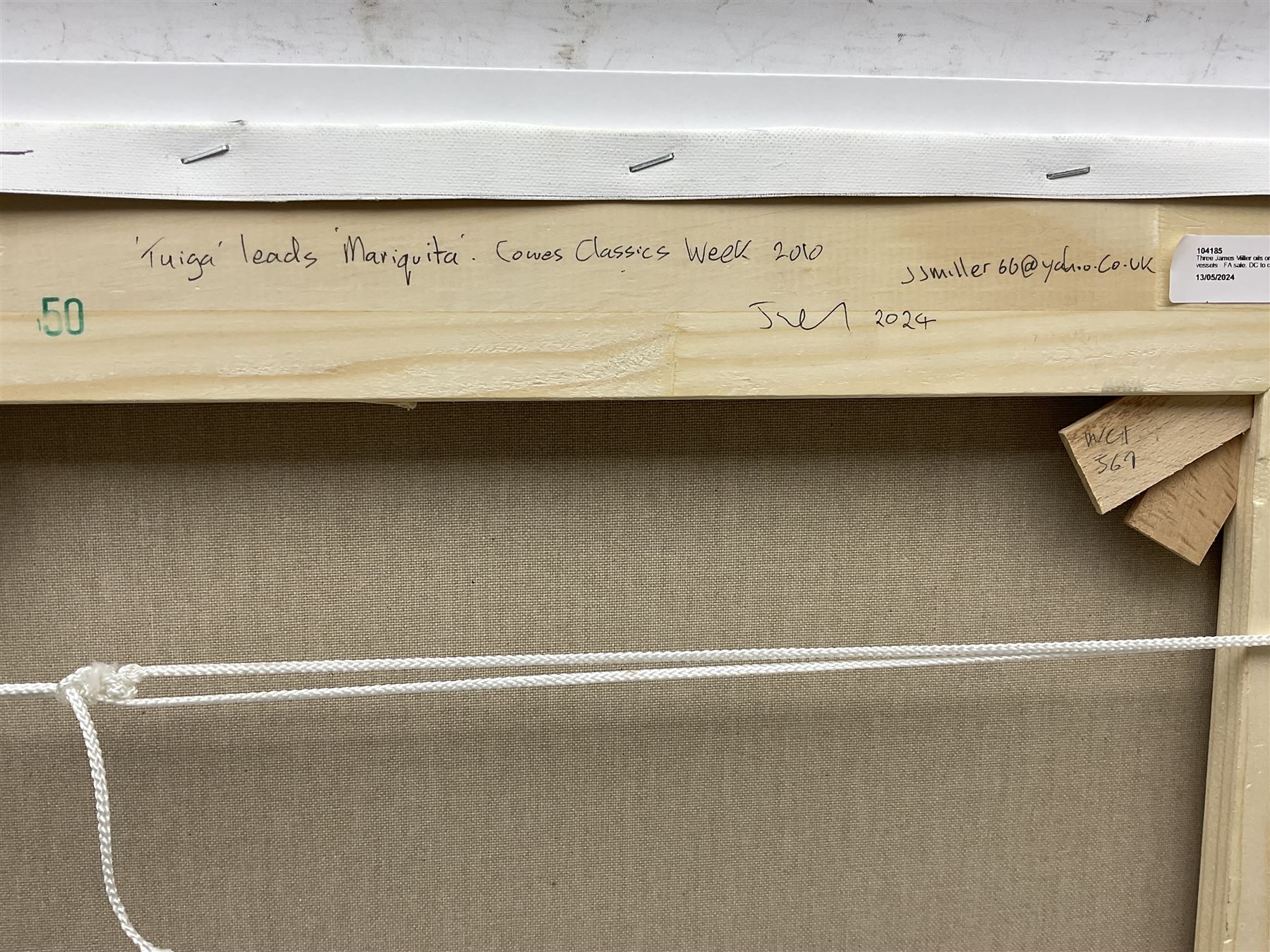 James Miller (British 1962-): 'Tuiga Leads Mariquita - Cowes Classics Week 2010', oil on canvas signed, titled verso 39cm x 49cm