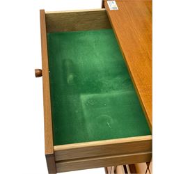 Nathan - teak wall display cabinet, enclosed by three glazed doors, fitted with four drawers and three cupboards 
