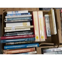 Quantity of hardback books, to include autobiographies, fiction, non fiction, , etc, in five boxes 