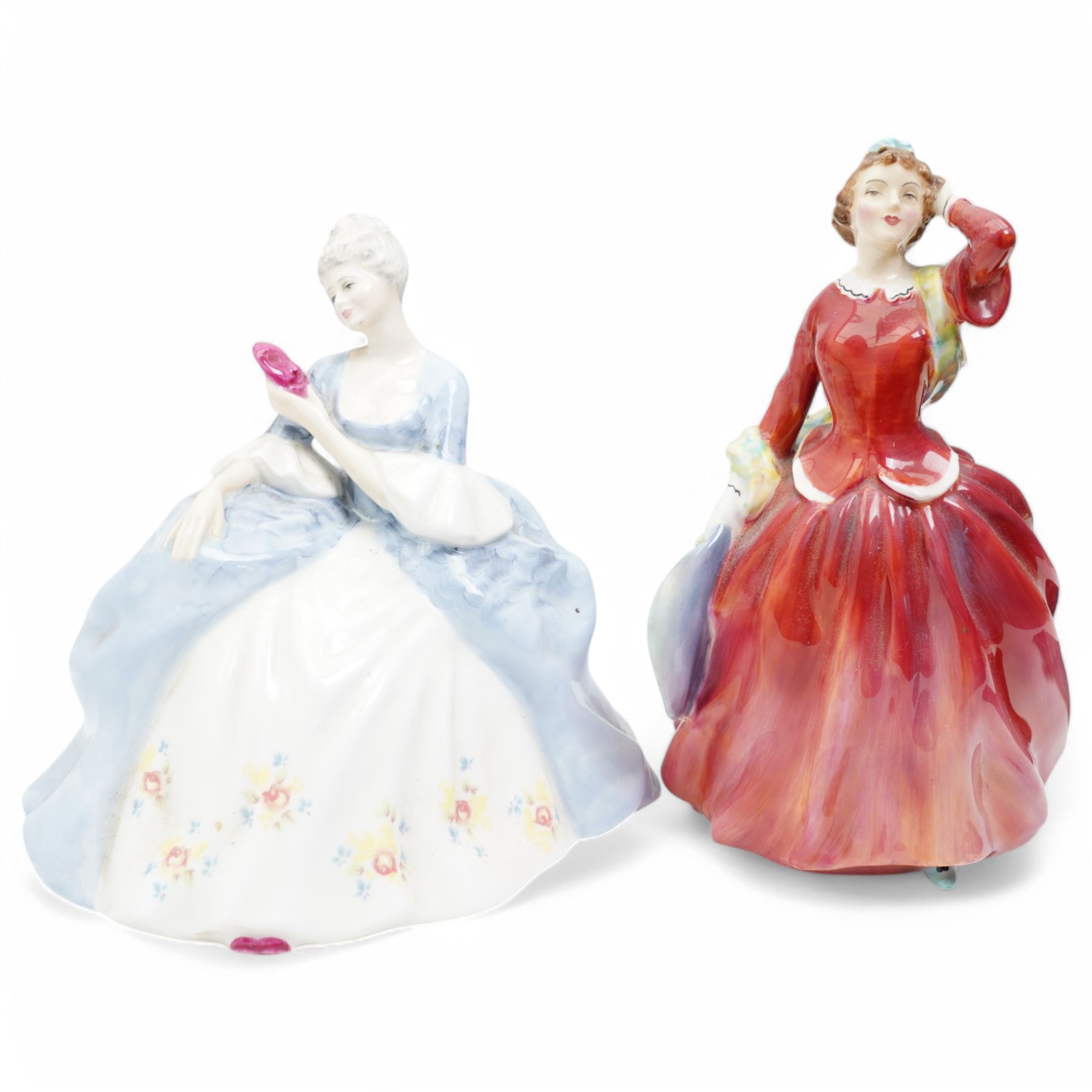 Collection of ten Royal Doulton figures, comprising 'Lady Charmian' HN1948, 'Rose' HN1368, 'Tinkle Bell' HN1677, 'Babie' HN1679, 'Southern Bell' HN2229, 'Wistful' HN2472, 'Janice' HN2022, 'Top O' The Hill' HN1849, 'The Old Balloon Seller' HN1315, and 'Blithe Morning' HN2065 (10)