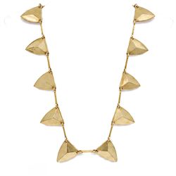Gold graduating shield design link necklace, stamped 9ct