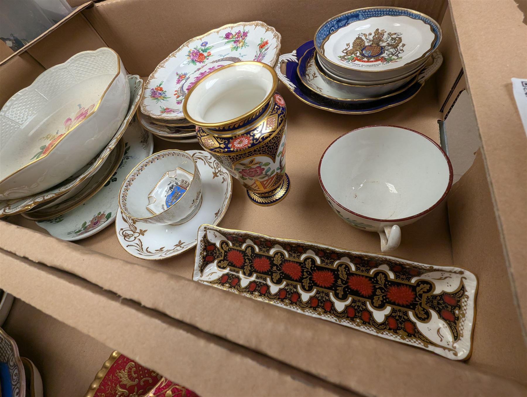 19th century and later ceramics, including cabinet plates, together with Continental vases, Copeland cups and other ceramics, in three boxes