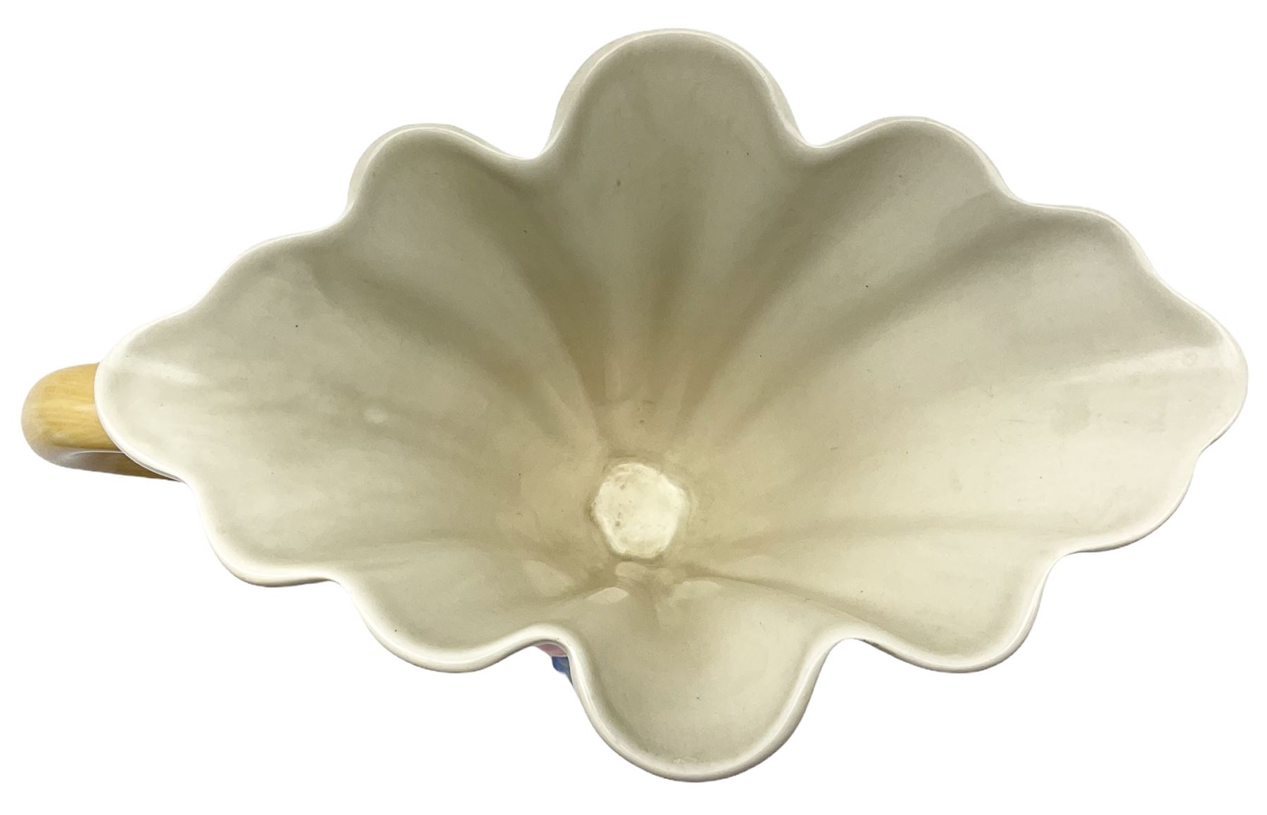 Clarice Cliff Newport Pottery handled vase/jug, of fluted form, shape no 830, decorated in the My Garden pattern, with printed and impressed marks beneath, H20cm