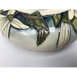 Moorcroft vase, of compressed form with a tall flared neck, decorated in the Juneberry pattern, circa 2000, H25cm