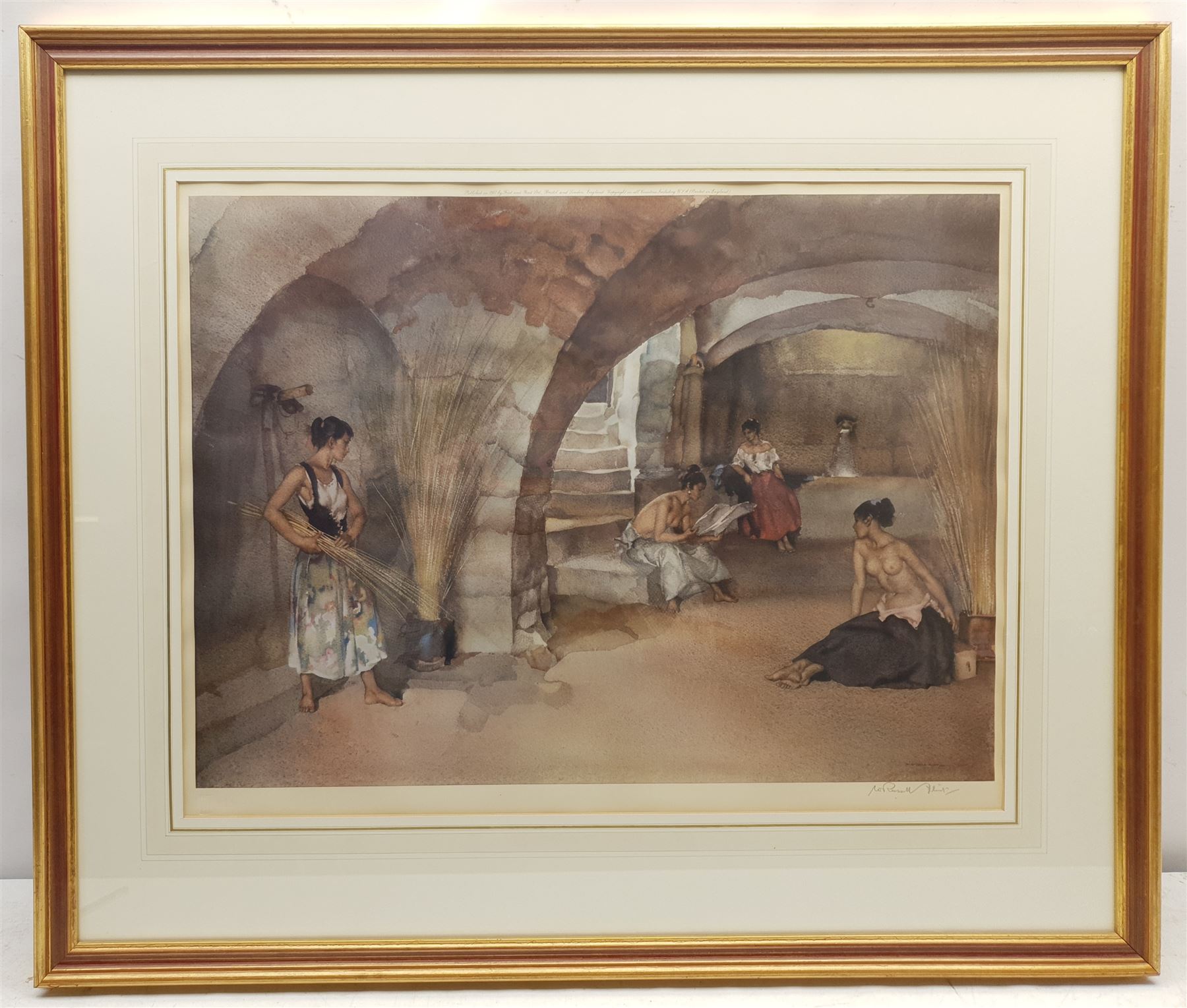 Sir William Russell Flint (Scottish 1880-1969): 'The Four Sisters - Chazelet', limited edition colour print signed in pencil pub. 1956, 44cm x 61cm