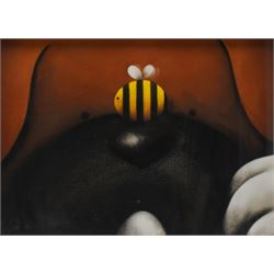 Doug Hyde (British 1972-): Dog and Bee, pastel signed, inscribed verso 36.5cm x 50cm 