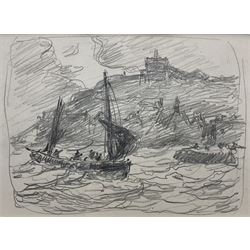 Joseph Richard Bagshawe (Staithes Group 1870-1909): 'Fishing Boat in the Lower Harbour Whitby', pencil unsigned 14cm x 19cm 
Provenance: with Walker Galleries Harrogate, label verso 