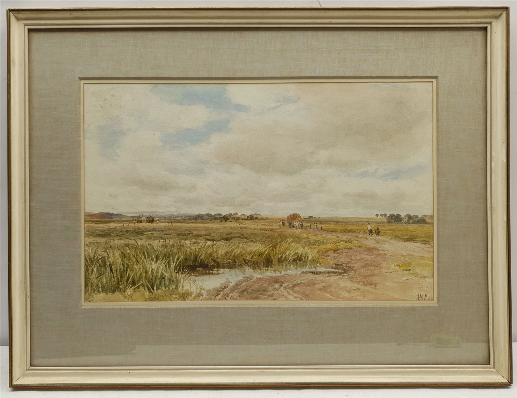 Edmund Morison Wimperis (British 1835-1900): Pulling the Hay Wagon on an Open Road, watercolour signed with initials and dated '88, 29cm x 46cm