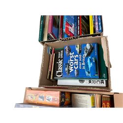 Corgi 'Aviation Archive' toys and classic car and other reference books in three boxes 