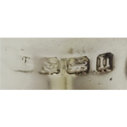 Early 20th century silver four piece cruet set by Mappin & Webb Ltd, Birmingham 1912, two silver salts hallmarked and two silver pepperettes by S Blanckensee & Son Ltd, Birmingham 1906, approx 8.9oz
