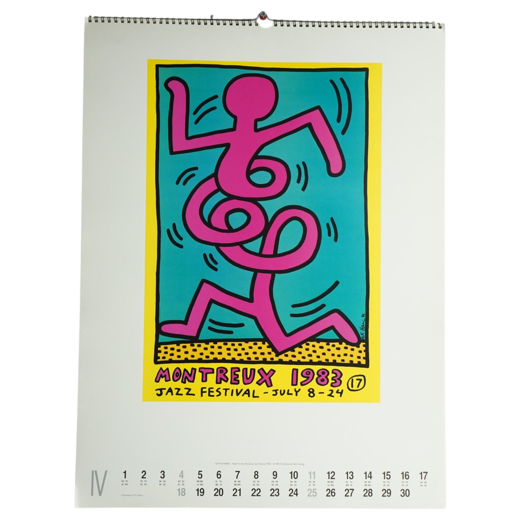 After Keith Haring (American 1958-1990): 'Club DV8 - San Francisco', colour print pub. c.1987, 49cm x 39cm; together with 'The Posters of Keith Haring 1993 Calendar' (2) (unframed)