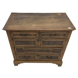 18th/19th century continental panelled oak five drawer chest