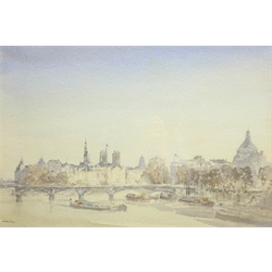 Francis Russell Flint (British 1915-1977): Boats on the Seine, watercolour signed 35cm x 53cm
