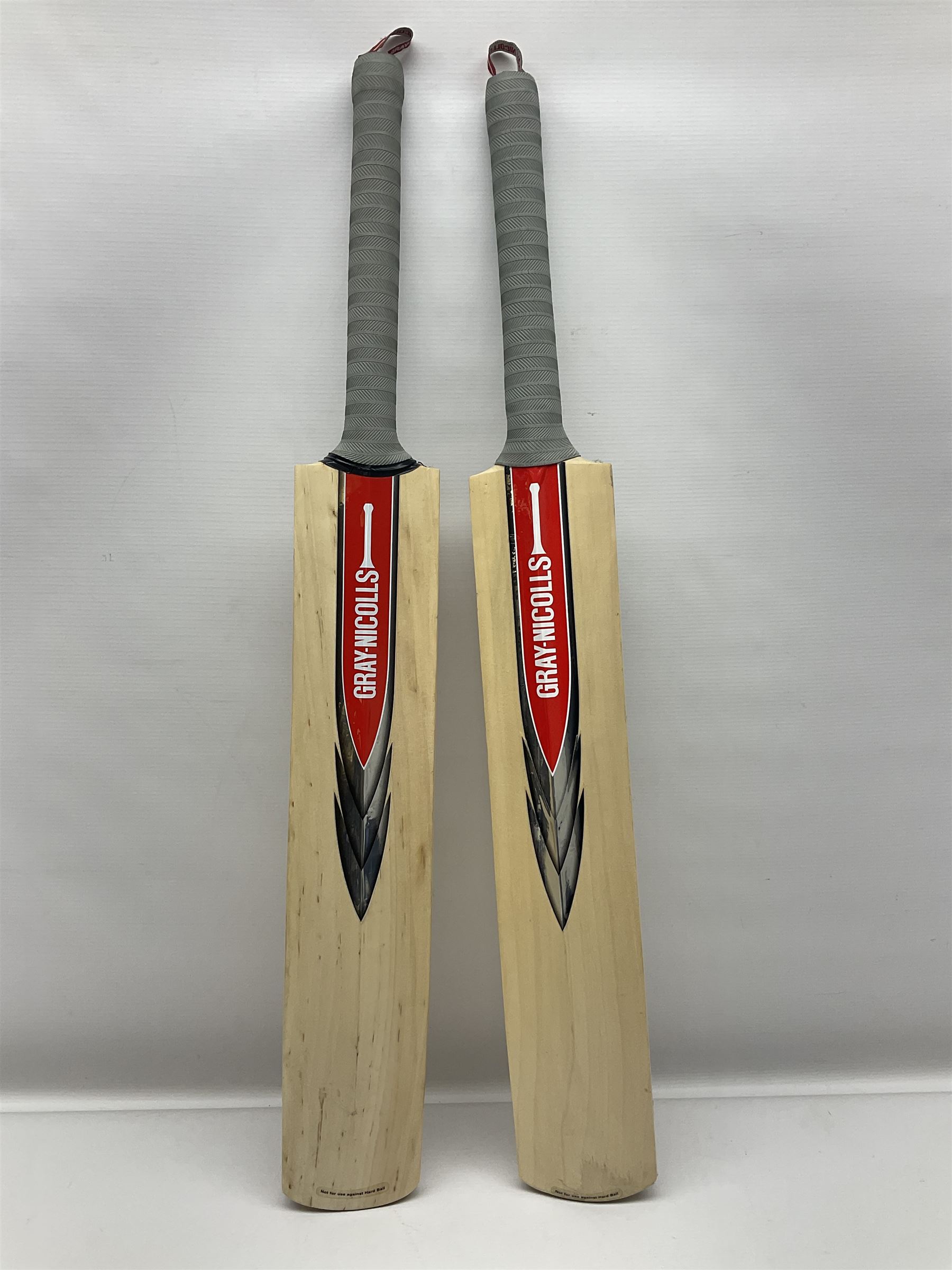 Two signed Yorkshire County cricket bats, from 2011 and 2012 seasons, bearing signatures including Adil Rashid, Andrew Gale, Ryan Sidebottom, Gary Ballance etc