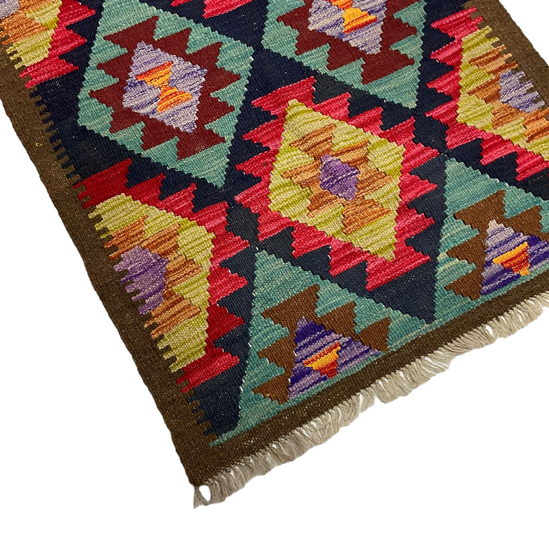 Maimana kilim multi-coloured ground geometric design runner 