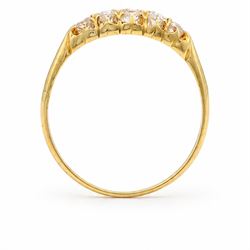 Early 20th century 18ct gold diamond ring, set with five old cut diamonds, total diamond weight approx 0.35 carat