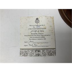 Two Royal Worcester figures, comprising A Gift of Love from the Age of Romance Series, limited edition 325/500, with certificate and original box and Royal Premier from the Glittering Occasions series, with original box 