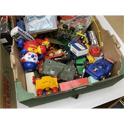 Quantity of unboxed and playworn die-cast models to include Corgi and Matchbox etc in five boxes