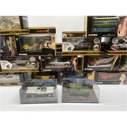 Corgi James Bond - seventeen models from various films including Goldfinger, Octopussy, Diamonds Are Forever, For Your Eyes Only, Casino Royale, Live And Let Die, You Only Live Twice etc including ten from The Definitive Bond Collection and seven from The Director's Cut, all in window boxes; together with two others by Fabbri in perspex display cases (19)