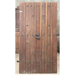 Large iron studded oak front door on iron strap hinges. H197cm W100cm.  - COLLECTION BY AP...