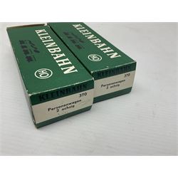 Kleinbahn HO gauge - thirteen passenger coaches - five 398 2.Klasse Eurofima Reisezugwagen; four OBB 387/1 D-Zugwagen; two 385 Schlafwagen; and two 370 Personenwagen 2 achsig; all boxed (13)