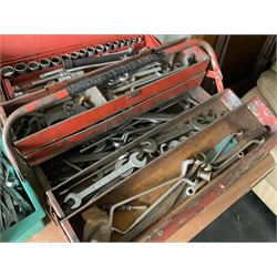 Quantity of spanners, sockets sets, red finish cantilever tool box etc. - THIS LOT IS TO BE COLLECTED BY APPOINTMENT FROM DUGGLEBY STORAGE, GREAT HILL, EASTFIELD, SCARBOROUGH, YO11 3TX