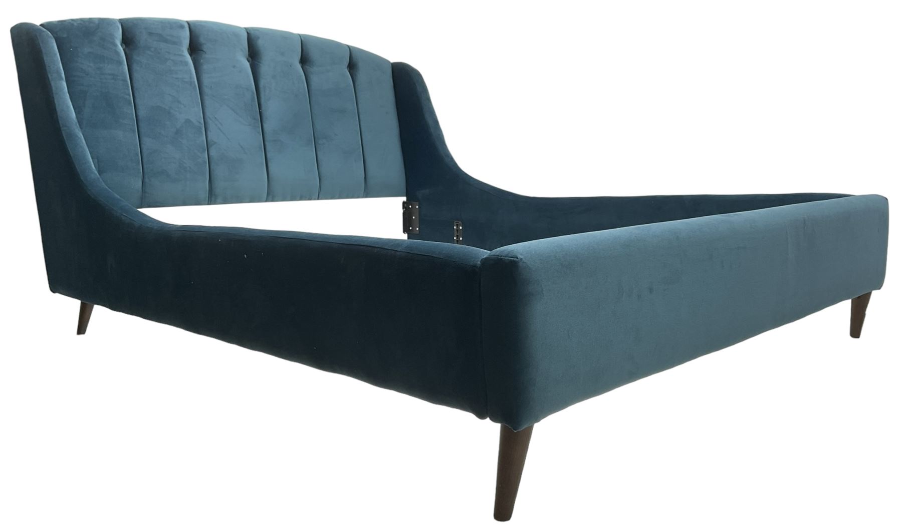 Bensons for Beds - 5' King-size bedstead upholstered in blue velvet 