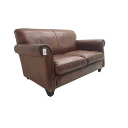 Laura Ashley - 'Exmoor' two seat sofa, upholstered in tan leather