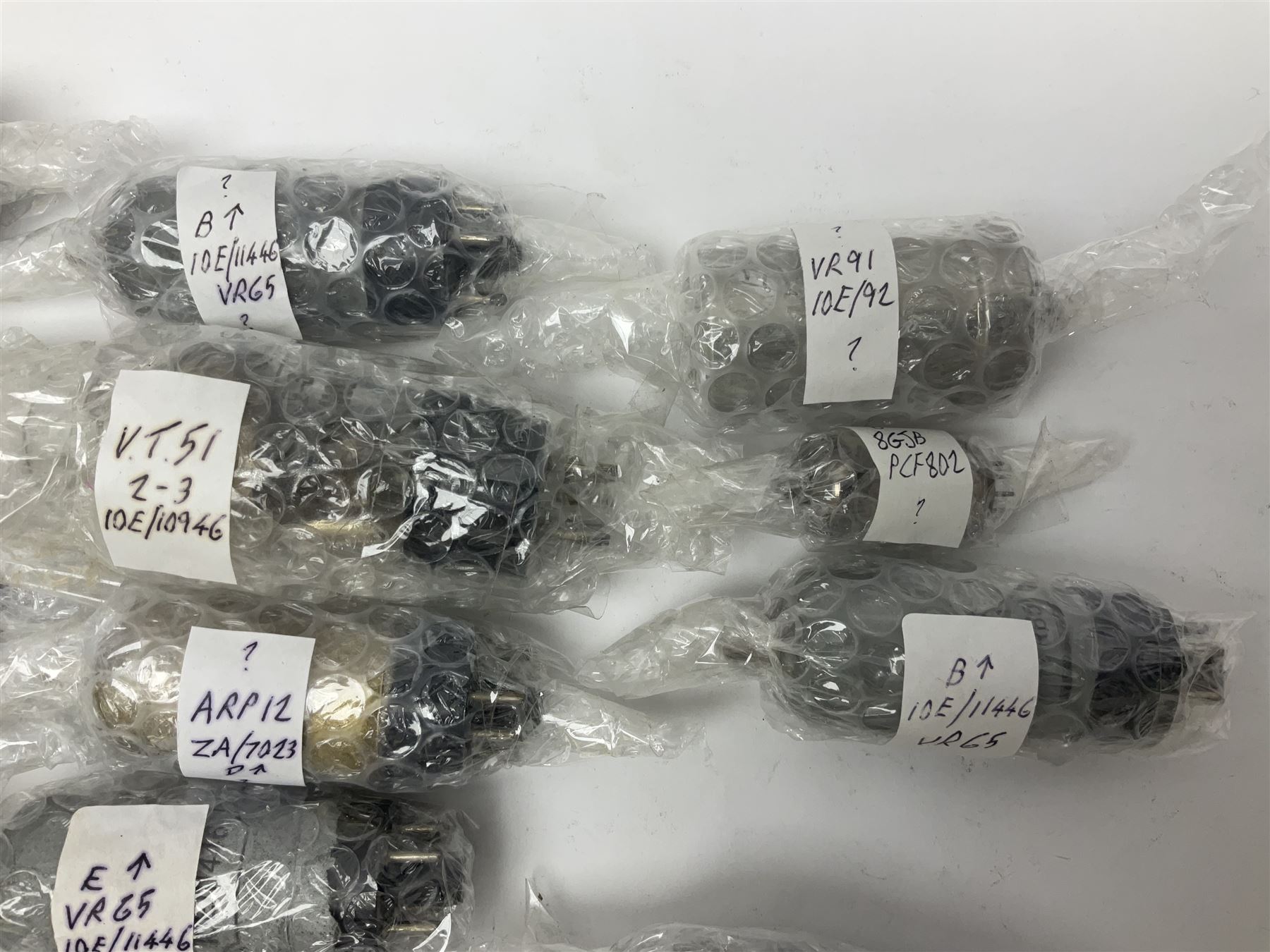 Collection of thermionic radio valves/vacuum tubes, of various makes and models, including PX4, U12, VR65 I0E/II446, PL504, CV1501 etc, approximately 60 as per list, unboxed
