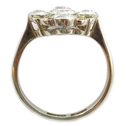  Art Deco five stone diamond ring bezel, set in pierced platinum with white gold band, stamped 18 & PT  