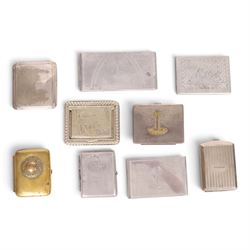 WWI and WWII cigarette cases, including German Gott mit uns example, 1st Lincs regt, R.M.S...