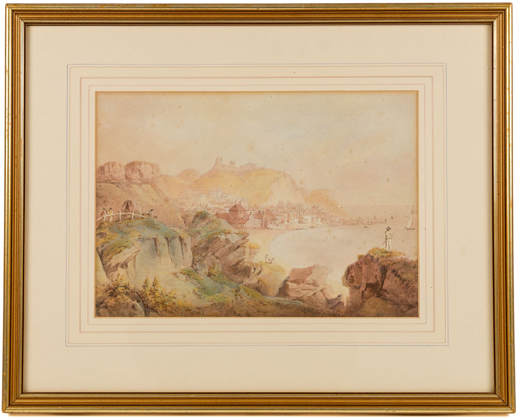 Francis Nicholson (British 1753-1844): 'Scarborough from the South', watercolour unsigned, typed title label verso 23cm x 33cm