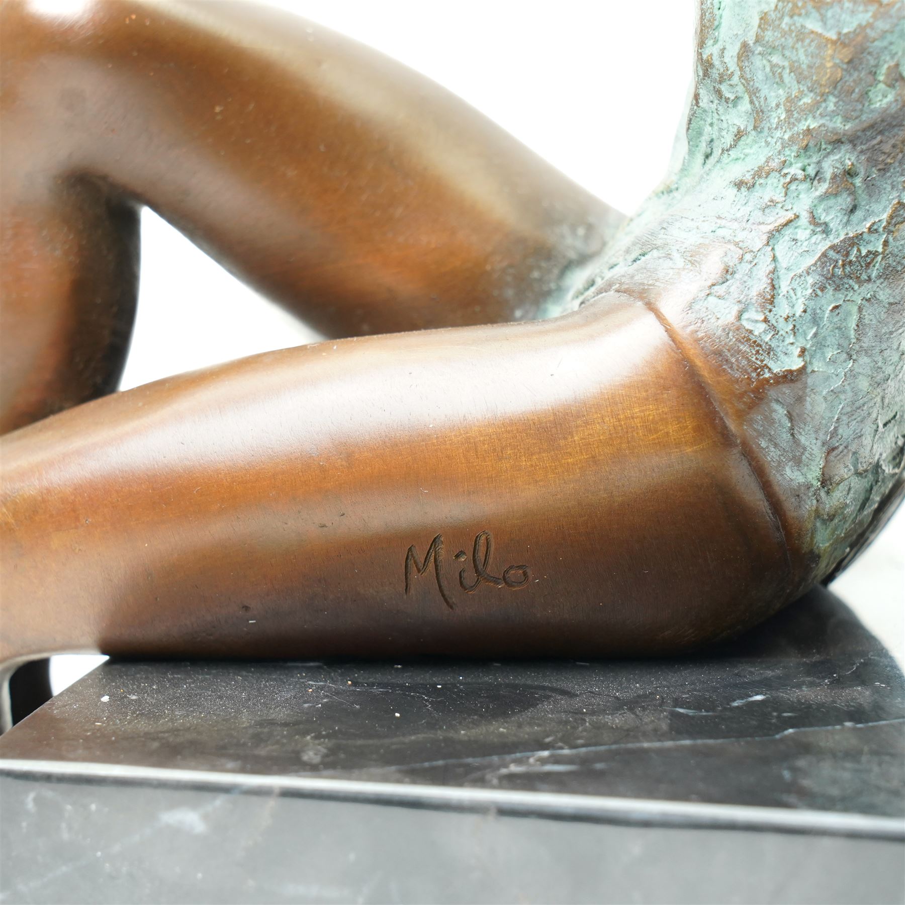 After Jean Patou, art deco style bronze modelled as a seated lady, H24cm