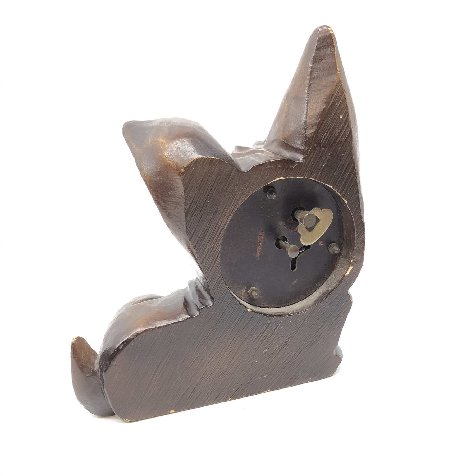 J. Oswald Black Forest Scottie Dog rotating eye clock, H15cm