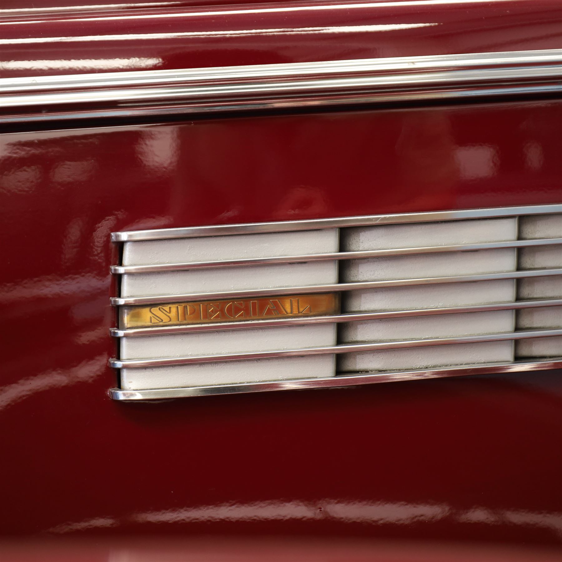 1937 Buick Special Sport Coupe

Registration: LXS 932
Serial number: 744273817
Engine: 4,064cc straight-eight petrol
Odometer reading: 6,476 miles
Steering: Left-hand drive
Colour: Deep maroon
V5C: Present
Keys: One

From the Estate of the late John Sils.

A striking 1937 Buick Special Sport Coupe, finished in deep maroon and manufactured at the General Motors plant in Oshawa, Ontario, Canada.

The Buick Special formed part of the marque’s Series 40 range and combined dramatic period styling with Buick’s smooth 248cu in, approximately 4,064cc, straight-eight engine. The Sport Coupe was among several body styles offered for 1937 and is distinguished by its sweeping wings, prominent vertical grille, split windscreen and enclosed rear luggage compartment.

This example was imported into the United Kingdom and first registered here in November 2019, receiving the registration LXS 932. The odometer displays 6,476 miles, although this mileage has not been independently verified.

The car is very well presented throughout, with excellent deep-maroon paintwork, extensive brightwork and a highly detailed period Art Deco interior featuring its dashboard, centrally mounted ventilation grille, original-style instrumentation and controls. The luggage compartment is neatly trimmed and incorporates a securely mounted spare wheel beneath a raised floor.

The underside also presents particularly well, appearing clean and extensively finished in black, with the chassis, suspension, axles and associated components showing evidence of careful restoration and ongoing maintenance.

Overall, this is an impressive and imposing pre-war Buick, presented in very good condition throughout.

Features

• Canadian-built Buick Special Sport Coupe
• Manufactured at General Motors, Oshawa, Ontario
• 4,064cc straight-eight engine
• Left-hand drive
• Deep-maroon exterior finish
• Extensive chrome brightwork
• Split windscreen
• Period Art Deco interior
• Original-style dashboard and instrumentation
• Dashboard-mounted clock
• Front bench seating
• Enclosed rear luggage compartment
• Underfloor spare wheel
• UK registered since November 2019
• V5C present
• One key

Condition

Presented in very good condition throughout, with excellent paintwork and a clean, highly detailed underside.

This vehicle forms part of the Estate of the late John Sills and is offered for sale by the Executors, providing a genuine reason for sale.