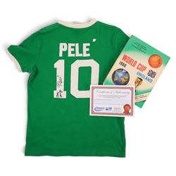 New York Cosmos football shirt signed by Pele, with stitched no. 10 and 'PELE' to reverse,...