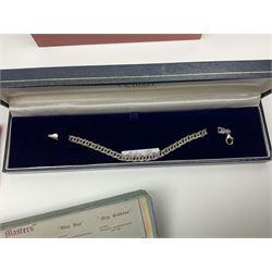 Silver jewellery including bracelets and chains, two ladies Skagen wristwatches, a Guess ladies wristwatch and a collection of costume jewellery including earrings, brooches, bracelets and necklaces