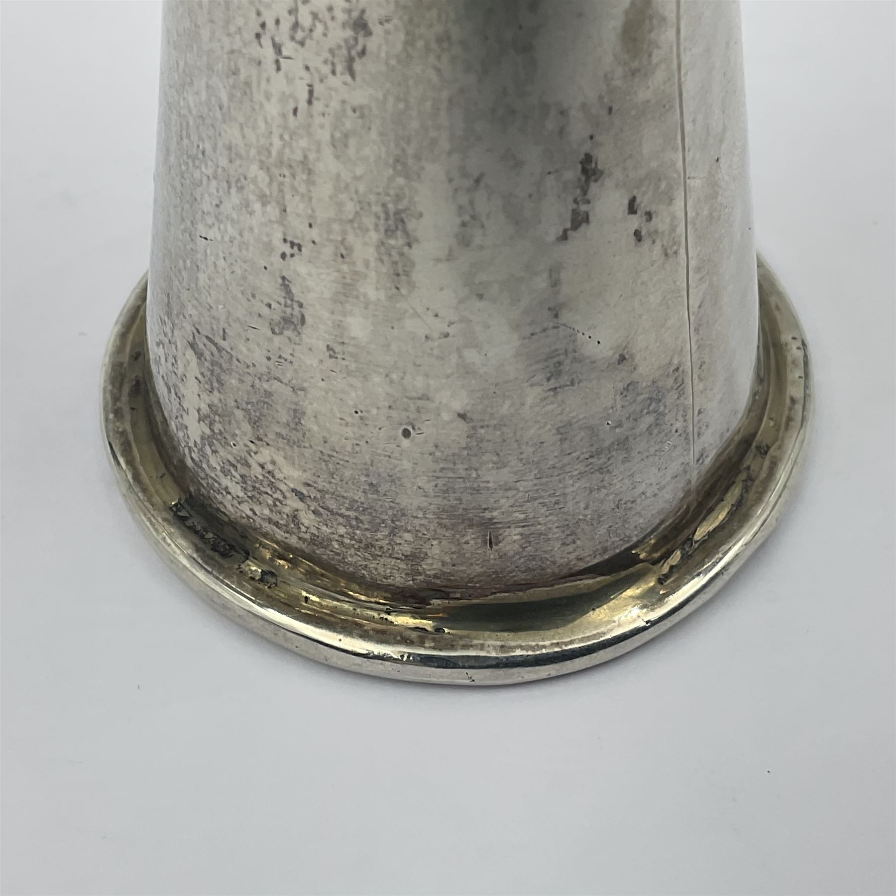 Victorian silver novelty table lighter, modelled in the form of a horn, hallmarked Joseph Braham, London 1887, L19cm