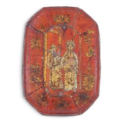 Chinese Dou, together with lacquered tray decorated with figures and bamboo steamer