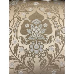 Steed Kedleston three seat sofa, and matching wing back armchair, upholstered in pale gold fabric