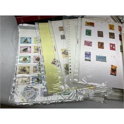 Stamps including Queen Victoria Queensland, modern Australia, King Edward VII Ceylon and Mauritius, South Africa, Gambia, Falkland Islands, Gold Coast, Ireland etc, housed in seven albums/folders and on loose album pages, in one box