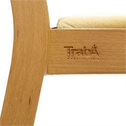 TrabÀ - Italian beech framed Roxanne chair, ochre leatherette seat, shaped beech frame