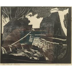 William Armour RSA RSW (Scottish 1903-1979): 'The Plank Bridge', woodcut signed and titled in pencil 16cm x 20cm