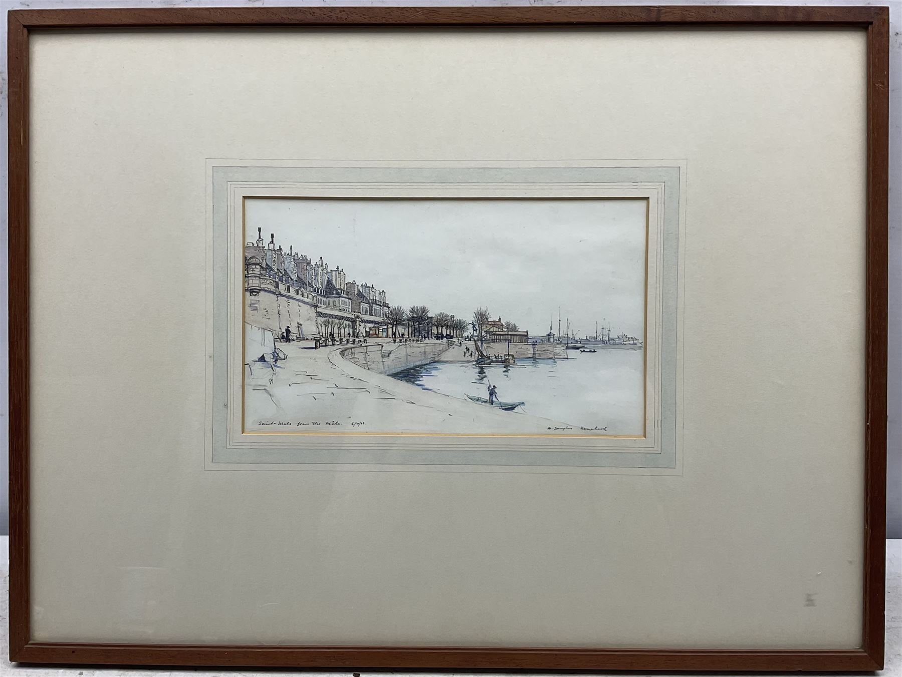 William Douglas Macleod (Scottish 1892-1963): 'Saint Malo from the Môle', watercolour and ink signed and dated '23, 15cm x 26cm 