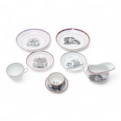 1814 Peace of Paris - English porcelain tea cup and saucer c1814 printed in black, the sau...