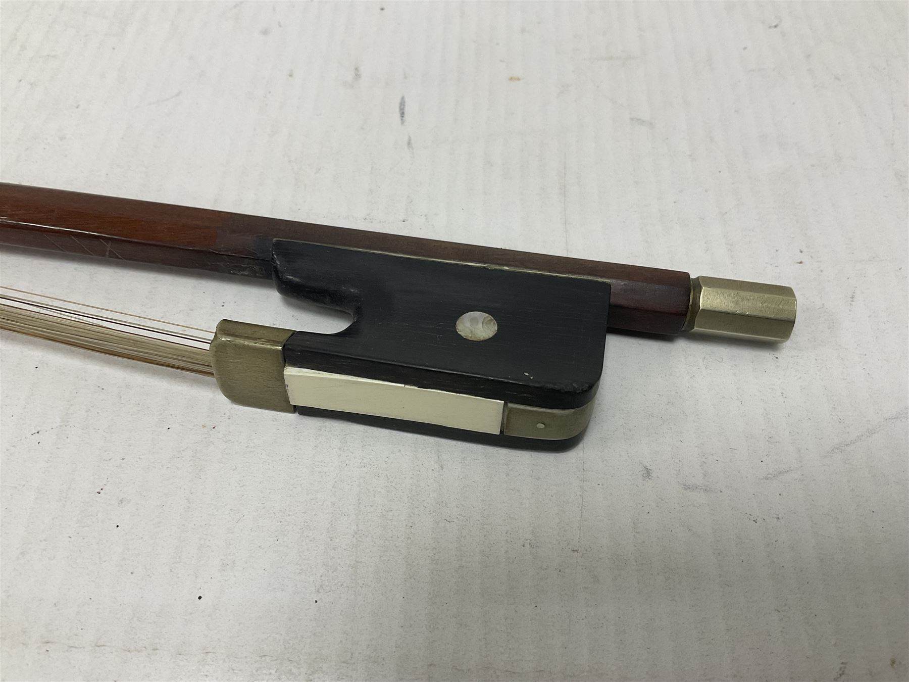 Cello bow possibly made from pernambuco or Brazilwood 
