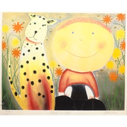 Mackenzie Thorpe (British 1956-): 'Bonnie and Clyde', limited edition artist's proof screnprint signed titled and numbered 20/25 in pencil 65cm x 79cm