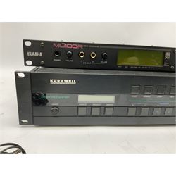 Kurzweil Ensemble Expander model 1000EX serial no.88070661; and Yamaha MU100R tone generator serial no.NP01899; both with leads (2)